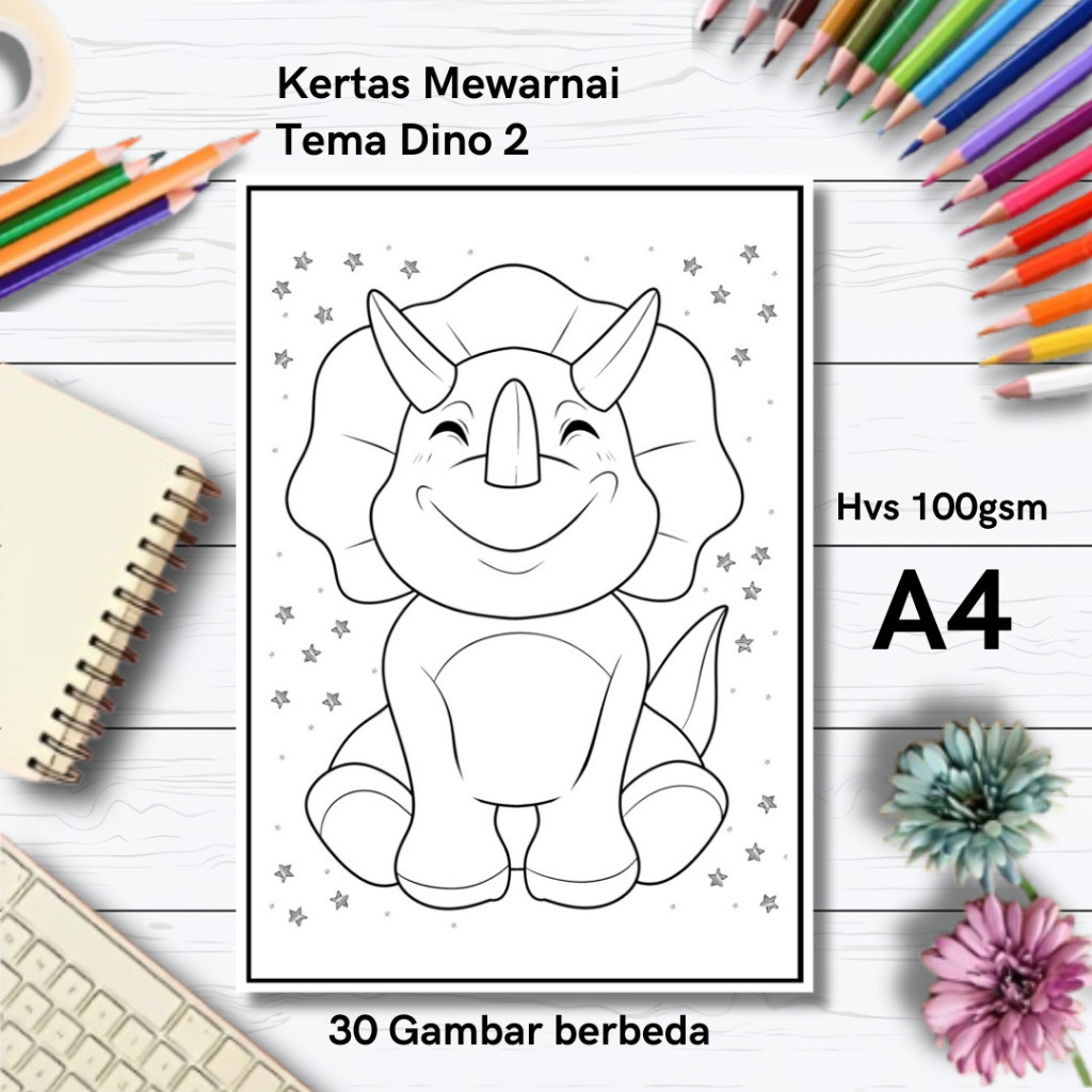 

30 Gambar Kertas mewarnai anak / Coloring / Sketa Tema Dino 2claraa aurel