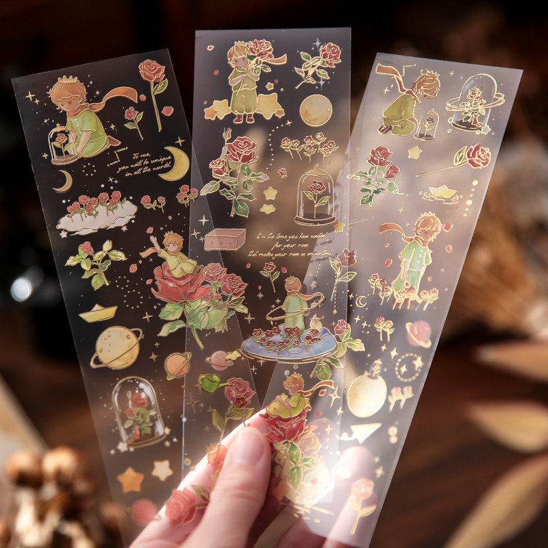 

3pcs Beautiful Rose PVC Stickers Creative Little Prince Planet Hand Account Material Decorative Stationery Stickers Aesthetics