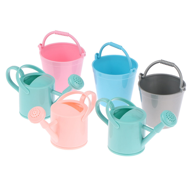 

1/2PC Plastic Dollhouse Miniature Bucket Watering Can Model Plant Watering Tool Home Garden Decor Kid Toy Mini Furniture