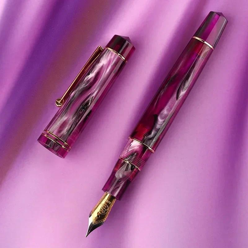 

Hot Majohn m800 Resin Fountain Pen high-end Acrylic writing inl pen Golden Clip F Nib 0.5mm Office School Stationery Gift pens
