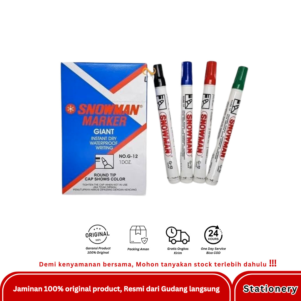 

SNOWMAN SPIDOL G12 PERMANENT MARKER PAK ISI 12