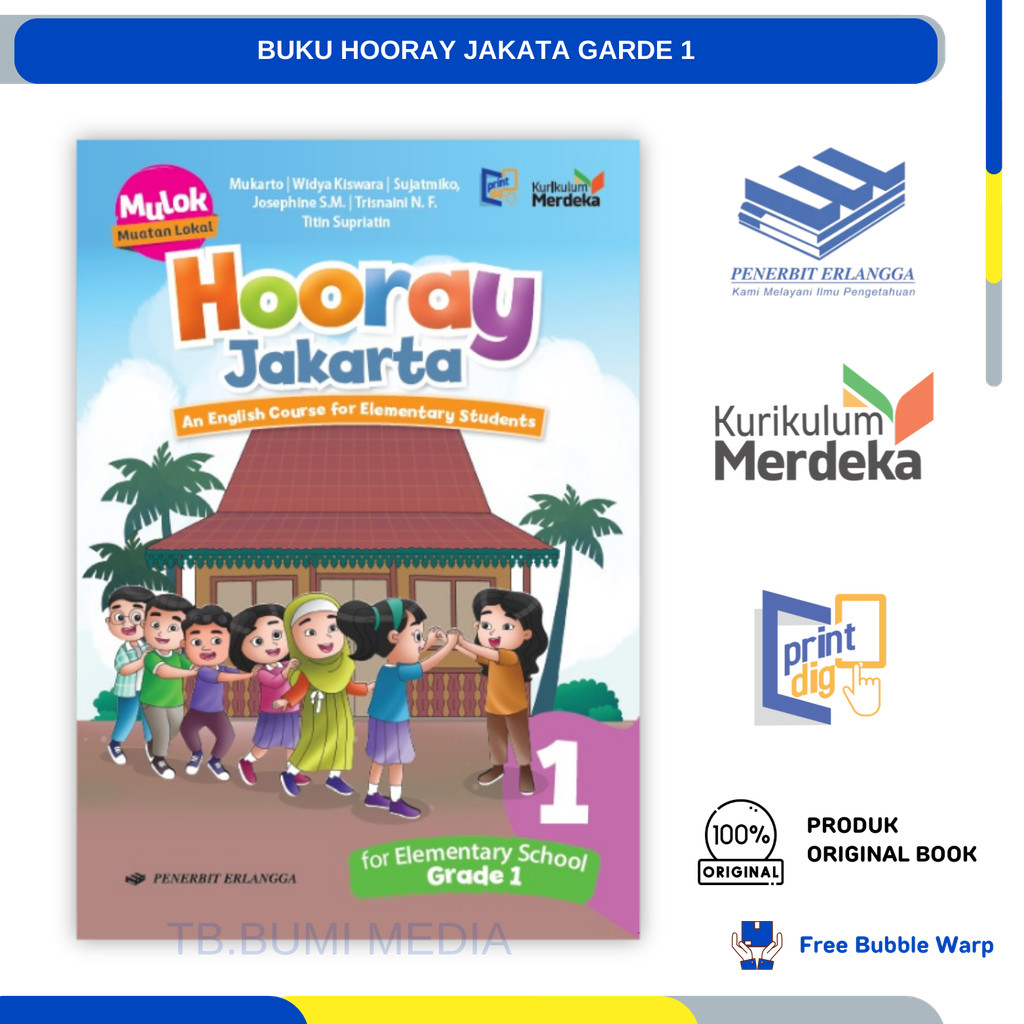 Buku HOORAY BELAJAR BAHASA INGGRIS Anak Sekolah Kelas 1 SD Kurikulum Merdeka Penerbit Erlangga