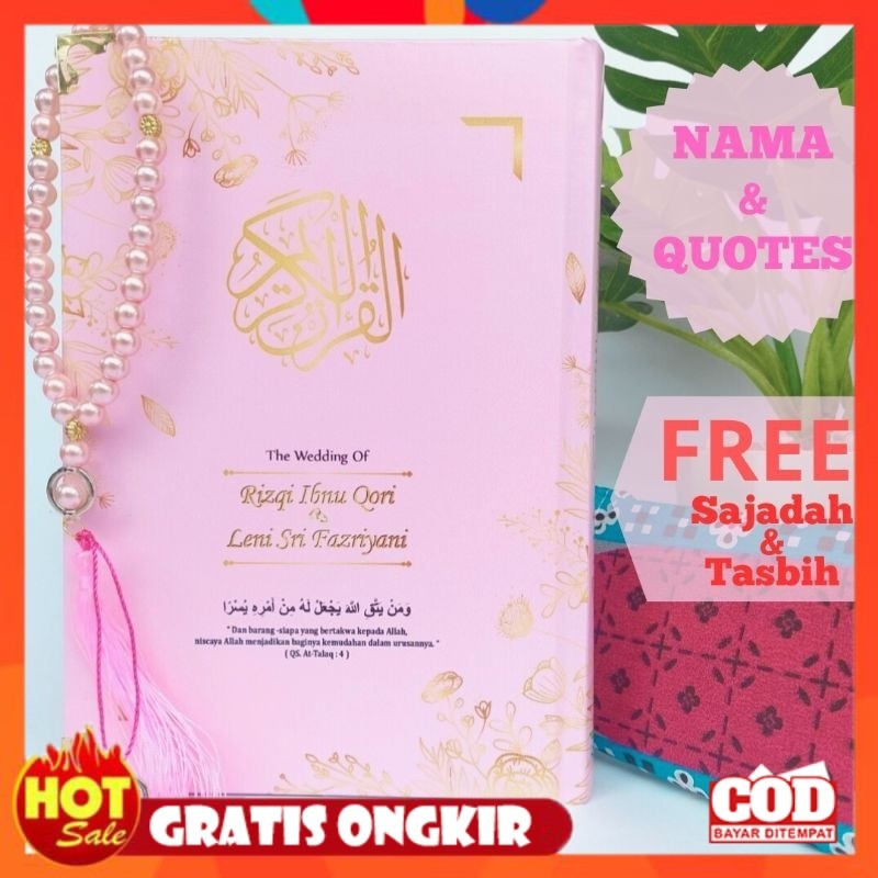 [PREMIUM ORIGINAL] alquran paket sajadah tasbih bisa custom nama alquran custom nama free sajadah da