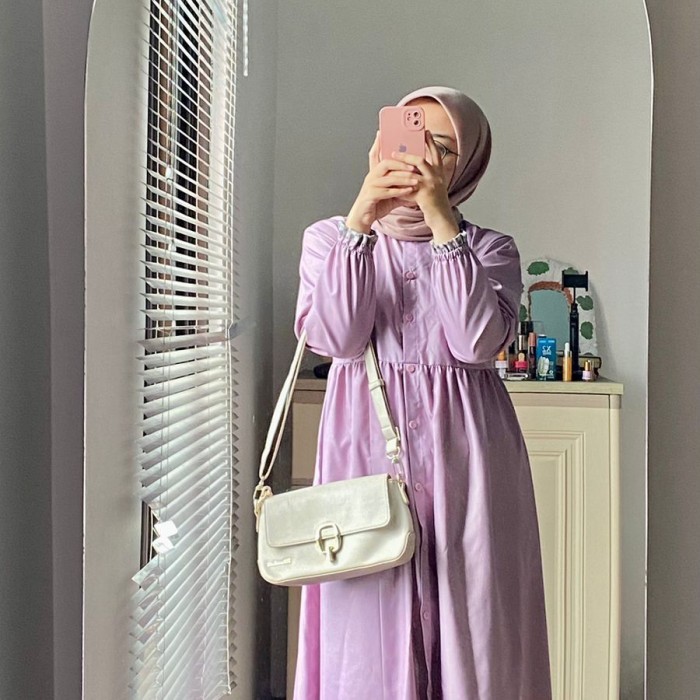 Gamis Wanita Keren Murah Bahan Bagus /Baju Gamis Dress Wanita warna Ungu Mauve Lilac - Soft Ungu Lil