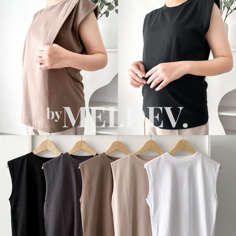 ByMeldev Basic Cotton Sleeveless Inner Kaos Busui Nonbusui