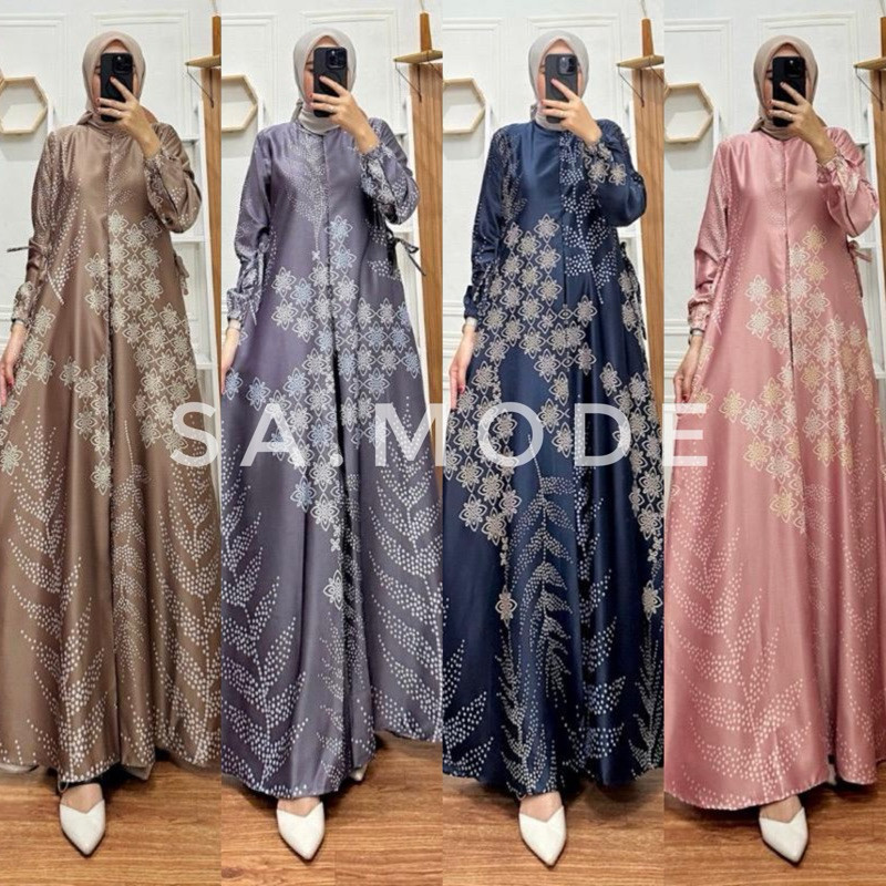 Gamis Silk Amora Motif Terbaru / Gamis Kondangan Motif Bunga / Gamis Silk Premium Elegan Mewah