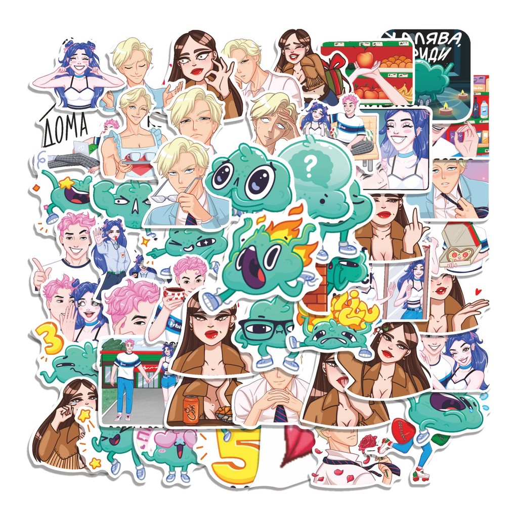 

COD 50 Pcs Stiker Bubble + Gum = Ding Lucu Anti Air Untuk Dekorasi Notebook Sepeda Skateboard Handphone