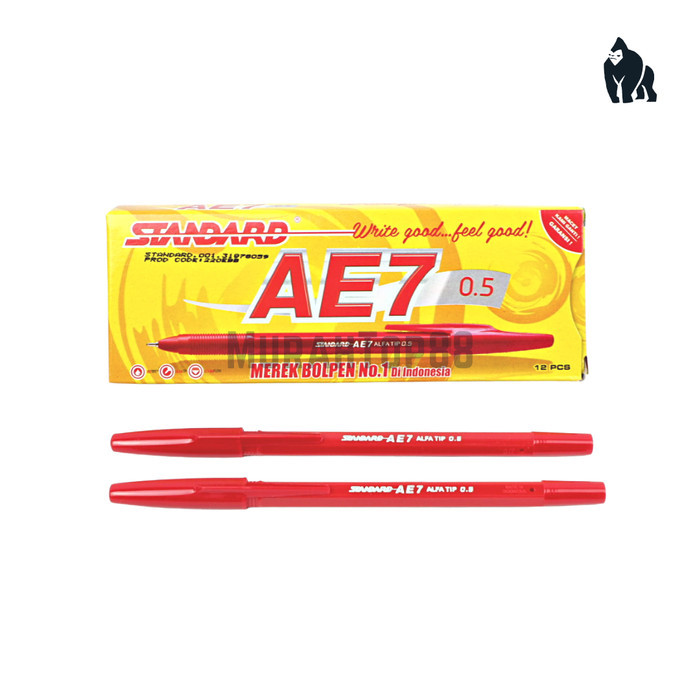

MURAH MERIAH [12 PCS] Pulpen Standard AE7 / Ballpoint Bolpen 0.5mm Hitam Biru Merah - Merah