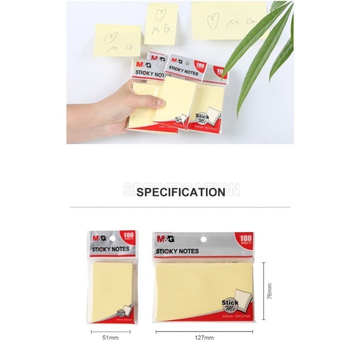 

Sticky Notes M&G Yellow 100 Sheet Kertas Memo M&G isi 100 Lembar - M&G, YS-66 3X2 INCH