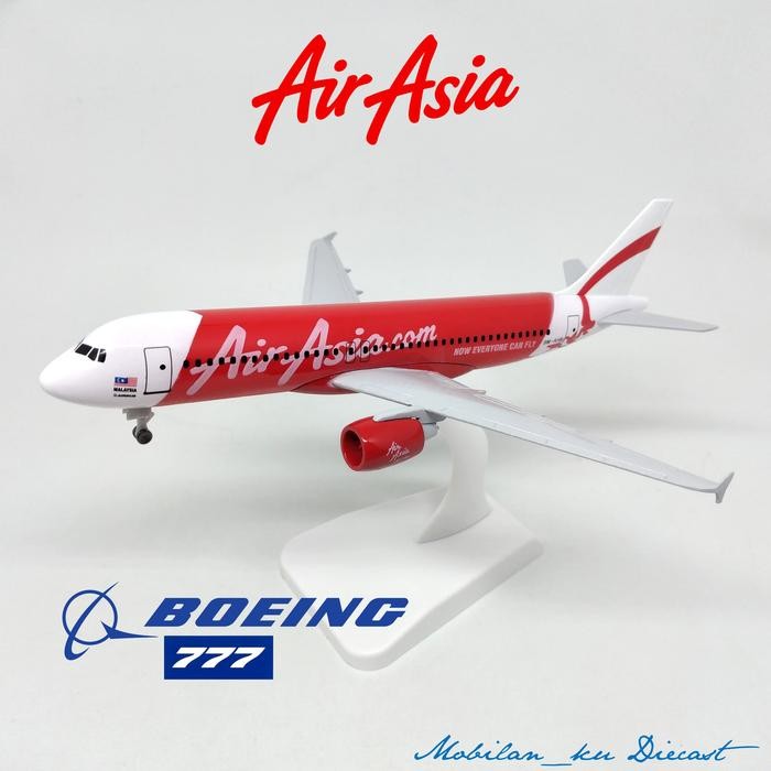 READY Diecast Pesawat Boeing 777 AirAsia.com 99% Metal Aircraft Model Mainan Kado SIAP KIRIM