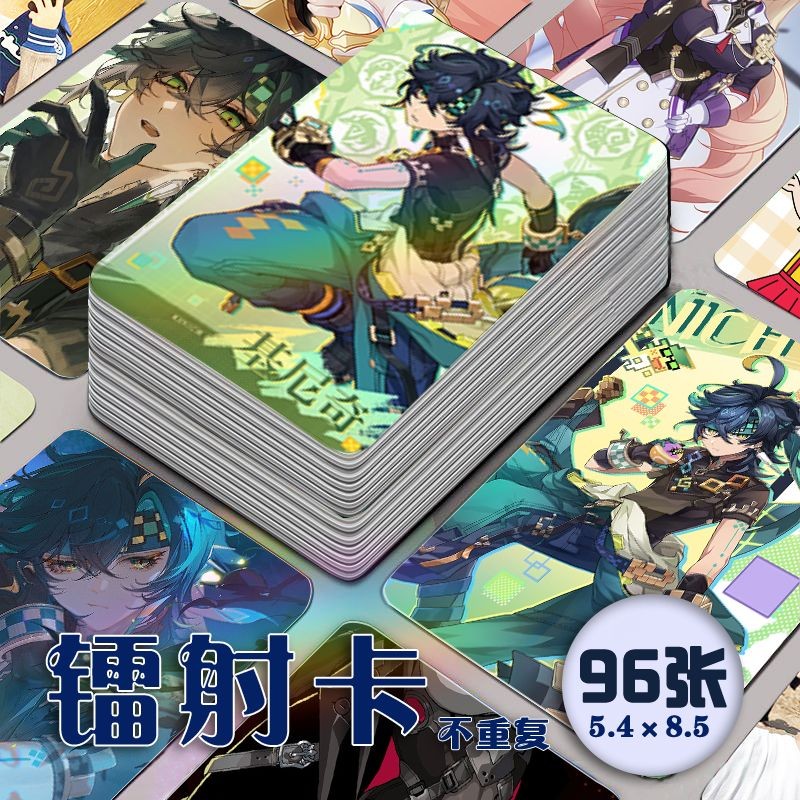 

96PCS Game Genshin Impact Kinich Anime Cosplay Laser Card Student Collection Card Photo Postcard Hard Card Kids Birthday Present