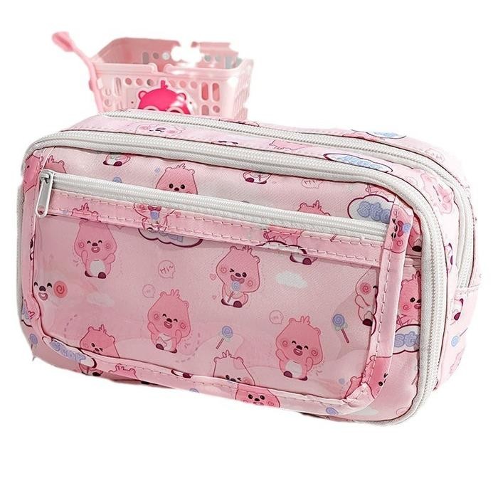 

READY 9 lapis tas alat tulis berkapasitas besar/Tempat pensil kartun/kotakpensil aesthetic Tas/Dengan boneka Bros dan tempat kertas ujian liontin Stationery - loopy（versi dasar）