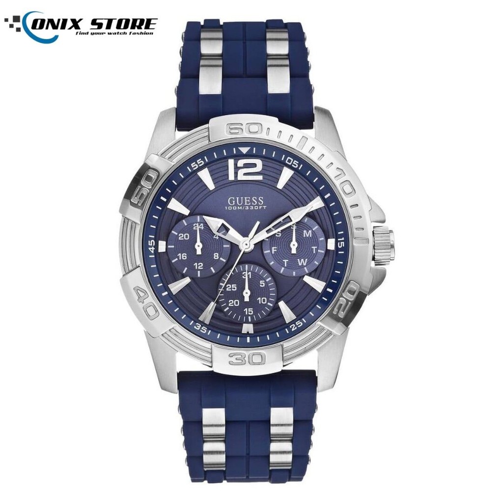 Guess Oasis Blue Rubber Watch - W0366G2 - Jam Tangan Pria