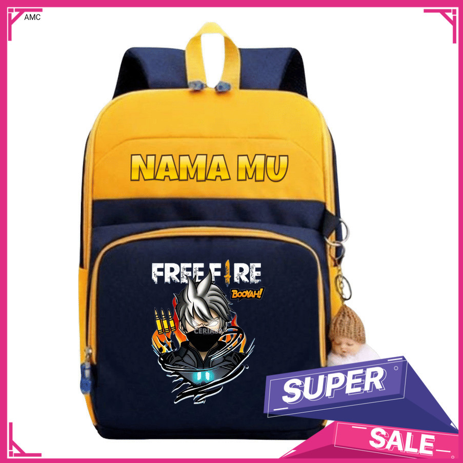 AMC Tas Ransel Anak Free Fire Karakter Game Keren – Backpack Sekolah TK SD Cowok Cewek, Tas Anak PAU