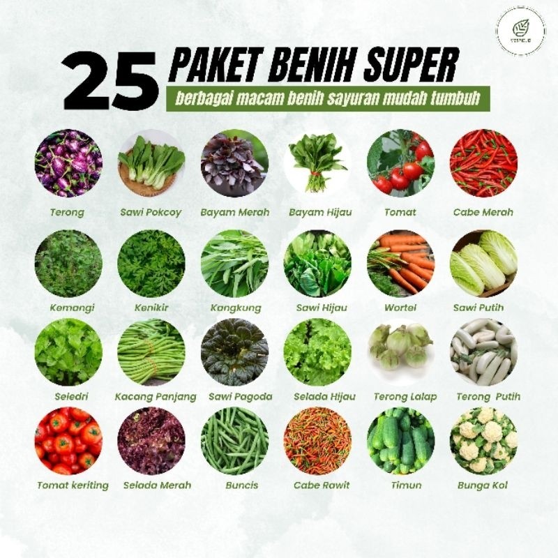 25 Paket Benih Sayuran Super | Paket Benih Sayuran Lengkap Hemat