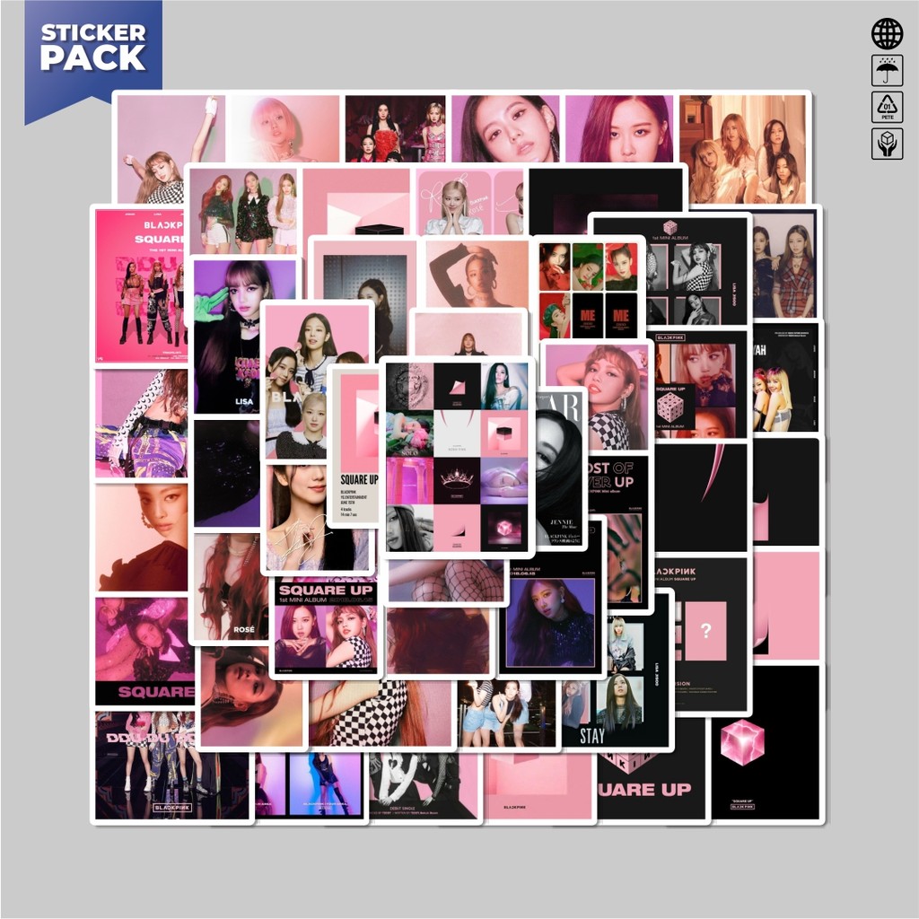 

[100PCS]Stiker Pack Stiker Album Girl Band Black Pink Aesthetic Vinyl Anti Air Dekorasi Sticker Laptop Buku Journal Koper Helm Casing HP Gitar Helm Skateboard