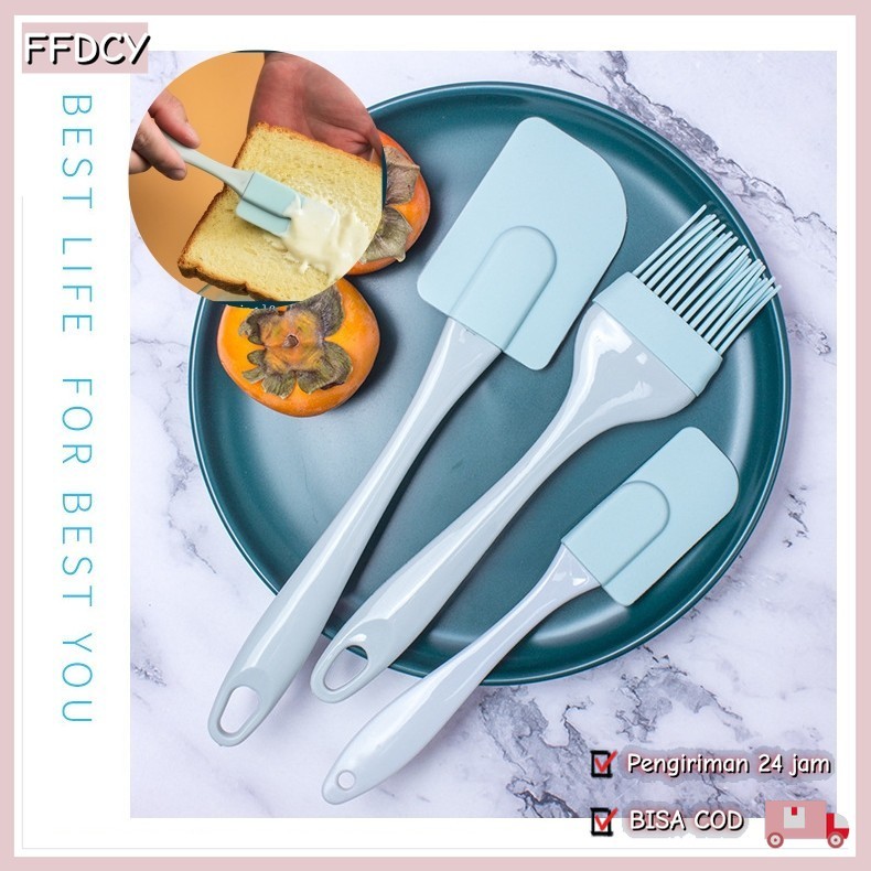 Set 3 PCS Spatula Dan Kuas Kue Silikon | Set Spatula Kue
