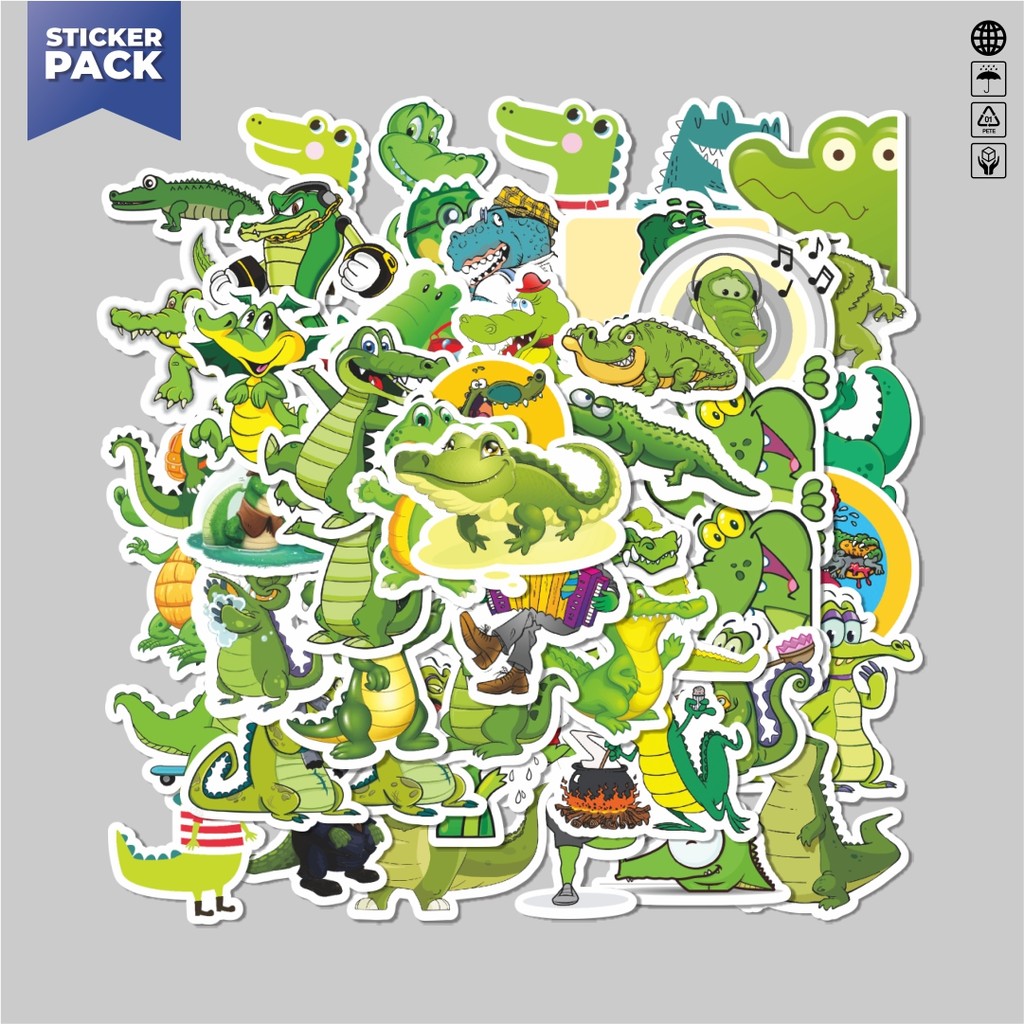 

[100PCS]Stiker Pack Stiker Hewan Crocodile/Buaya Aesthetic Vinyl Anti Air Dekorasi Sticker Laptop Buku Journal Koper Helm Casing HP Gitar Helm Skateboard