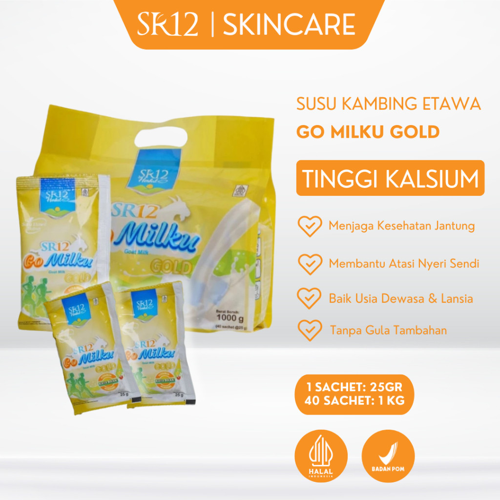 

Go Milku SR12 Gold Pack 1kg – Susu Etawa Premium Isi 40 Sachet | Sehat & Praktis!