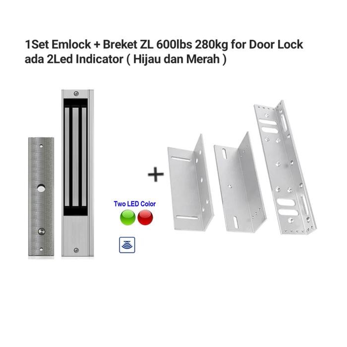 

Magnetic Lock Emlock 280Kg 600Lbs With Sensor NO NC COM 12Volt - Mlock&Breket ZL