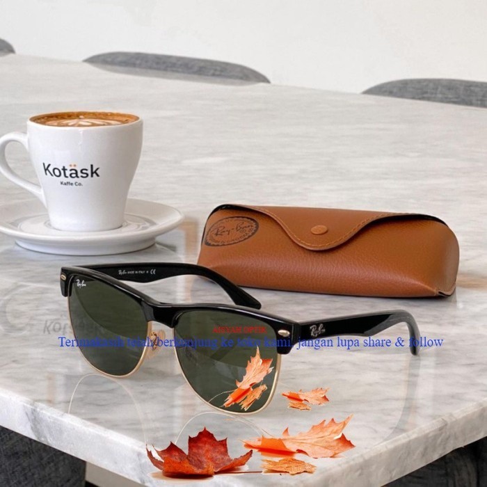 (COD) Kacamata Rayban Clubmaster Oversized Black Glossy