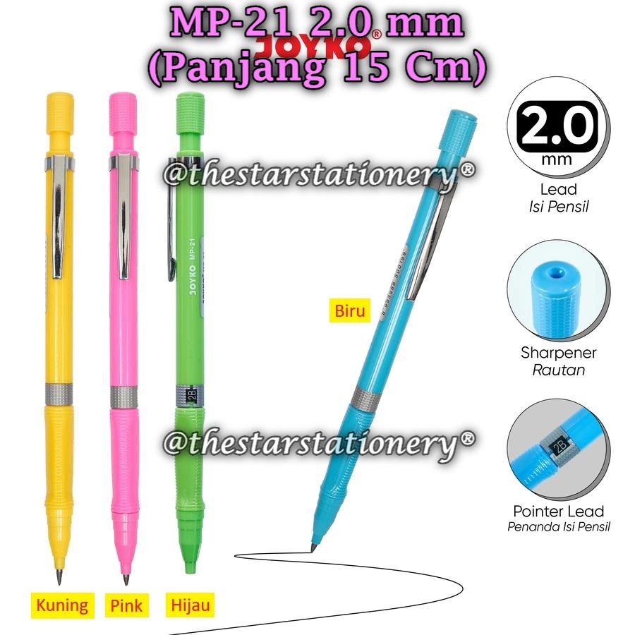

(1 Biji) Pensil Mekanik JOYKO MP-21 2.0 mm BISA PILIH WARNA / Mechanical Pencil Joyko MP-21 (1 Biji)
