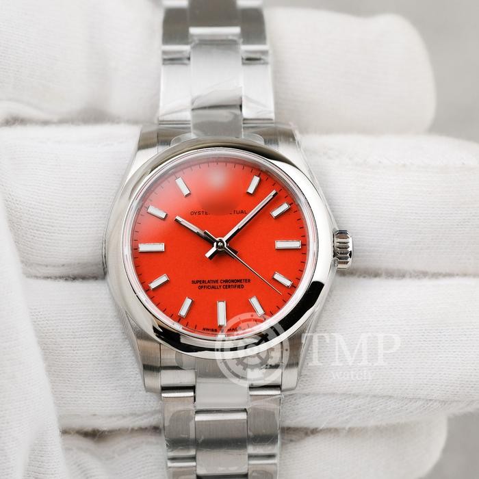 JAM TANGAN OYSTER RED DIAL 31mm STEEL EWF