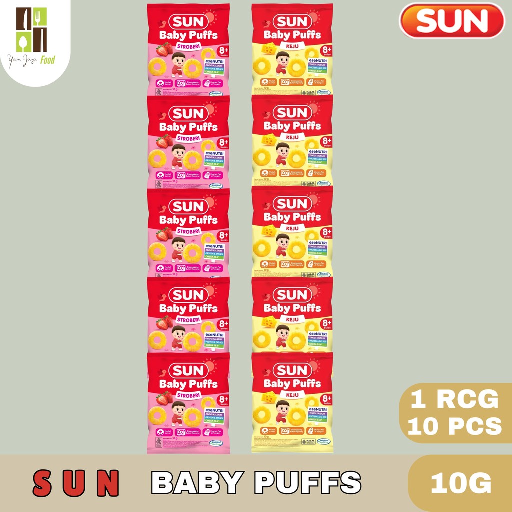

SUN Baby Puffs 10G / 1RCG / SUN Puffs Strawberry 10g / SUN Puffs Keju 10g / Cemilan Bayi Puffs Rasa Keju Dan Rasa Strawberry
