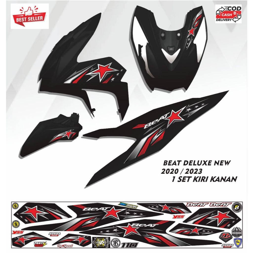 STRIPING VARIASI MOTOR HONDA BEAT NEW DELUXE MOTIF KEREN STIKER BEAT VARIASI KEREN