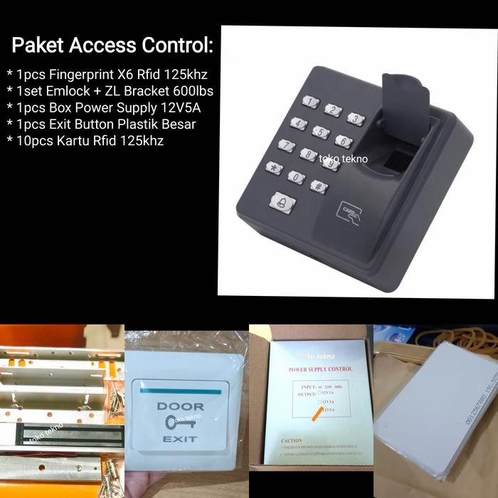 

Paket Access Control 12 Fingerprint X6 untuk Pintu Kayu/Besi