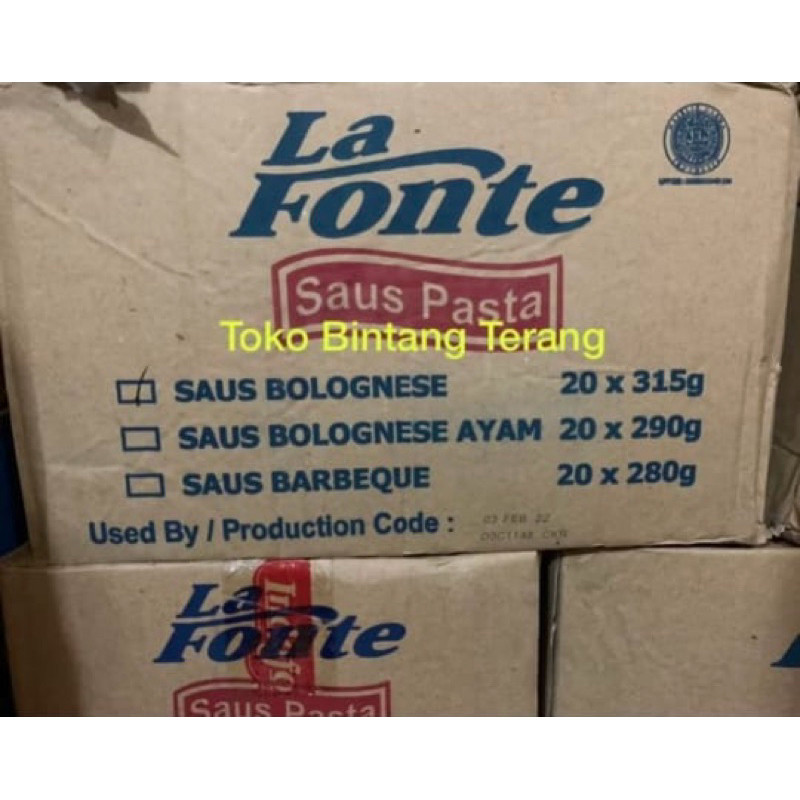 

La Fonte Saus Pasta Saus Bolognese Bolognaise 1 dus karton 20 pcs x 315g gr