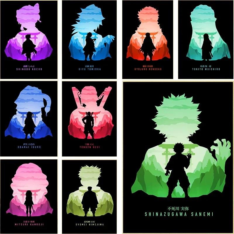 

Minimalistic Art Demon Slayer Muichiro Sanemi Canvas Painting Japanese Anime Poster Print Wall Art For Living Room Home Decor