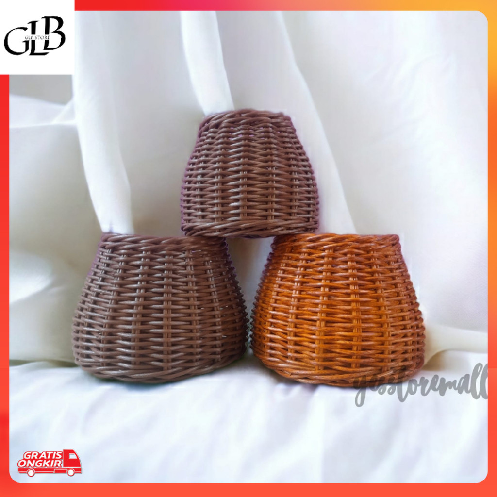Kerajinan UMKM / vas bunga bulat rotan keranjang rotan bulat wadah telur
