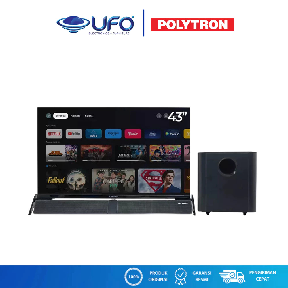 Polytron 43 Inch Led Smart TV  With Sound Bar PLD43BG9058