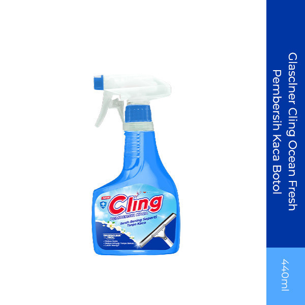 Glasclner Cling Ocean Fresh Pembersih Kaca Botol 440ml