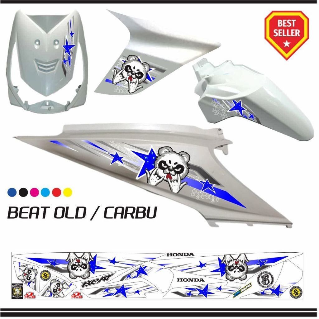 MOTIF STIKER MOTOR BEAT OLD MOTIF PANDA VARIASI STRIPING BEAT