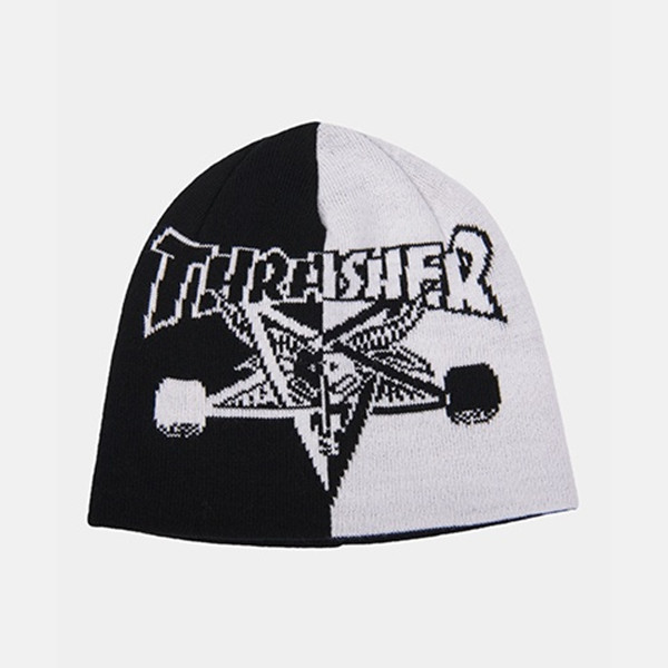 Thrasher Skategoat Split Beanie Black White