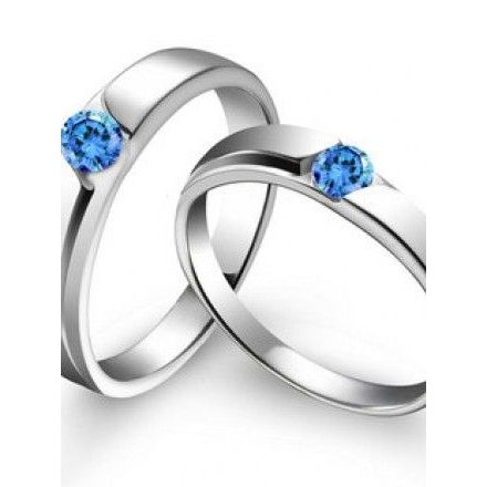 Swalayanperak cincin palladium permata biru cincin pernikahan palladium