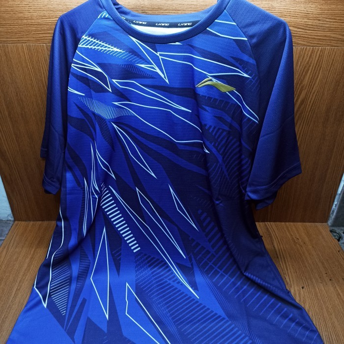 Kaos Badminton LINING ATSU799 (Blue/Navy) 100% ORIGINAL - BL/NV - XXL