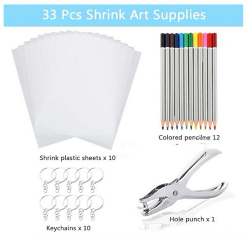 

YUH 1SET (33pcs) DIY Shrinky Dink Plastic / Heat Shrink Plastic Sheet / Printable Shrinky Dink