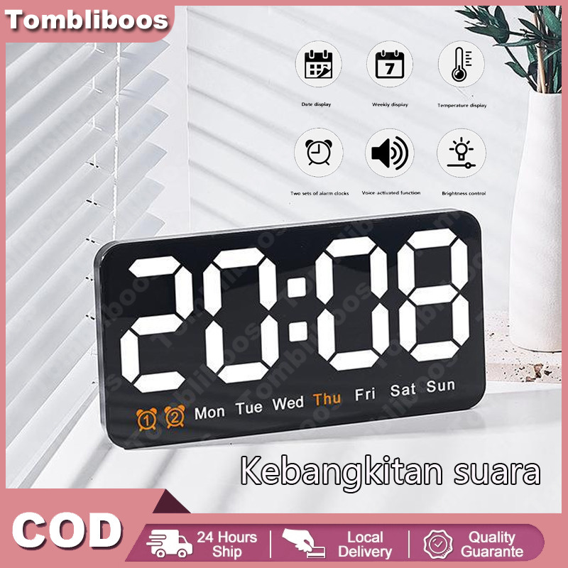 Tombliboos Jam Digital LED Besar Tampilan Jelas Dinding Meja & Kalender/Jam Meja Dinding Digital LED