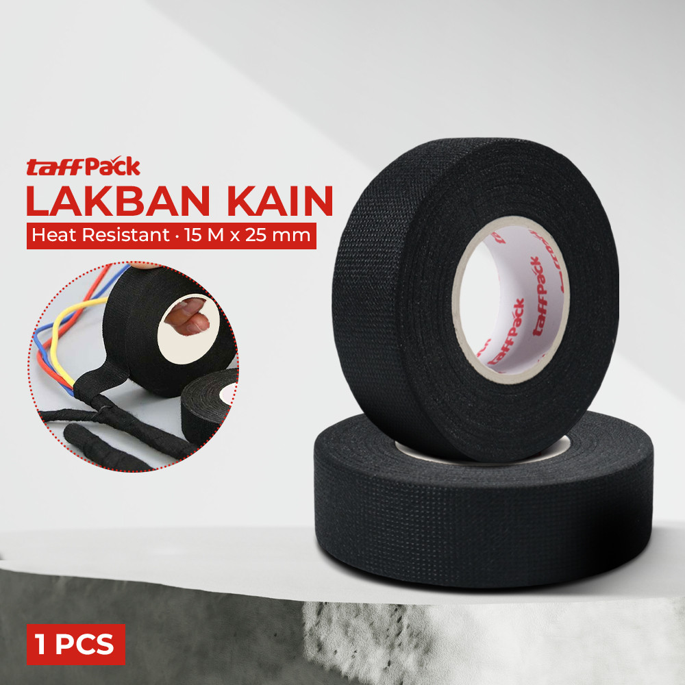 

TaffPACK Lakban Kain Adhesive Cloth Tape Heat Resistant 15M 25mm - TF11 - Black