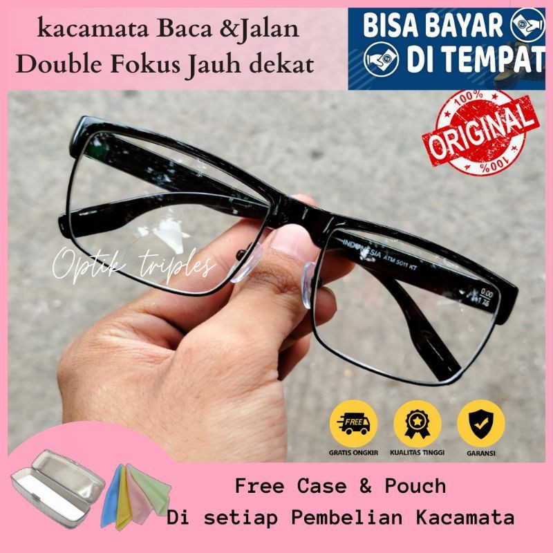 COD Kacamata Baca Plus Dua Fungsi Double Fokus Model Retro Bisa Jalan Baca Kacamata AutoFokus