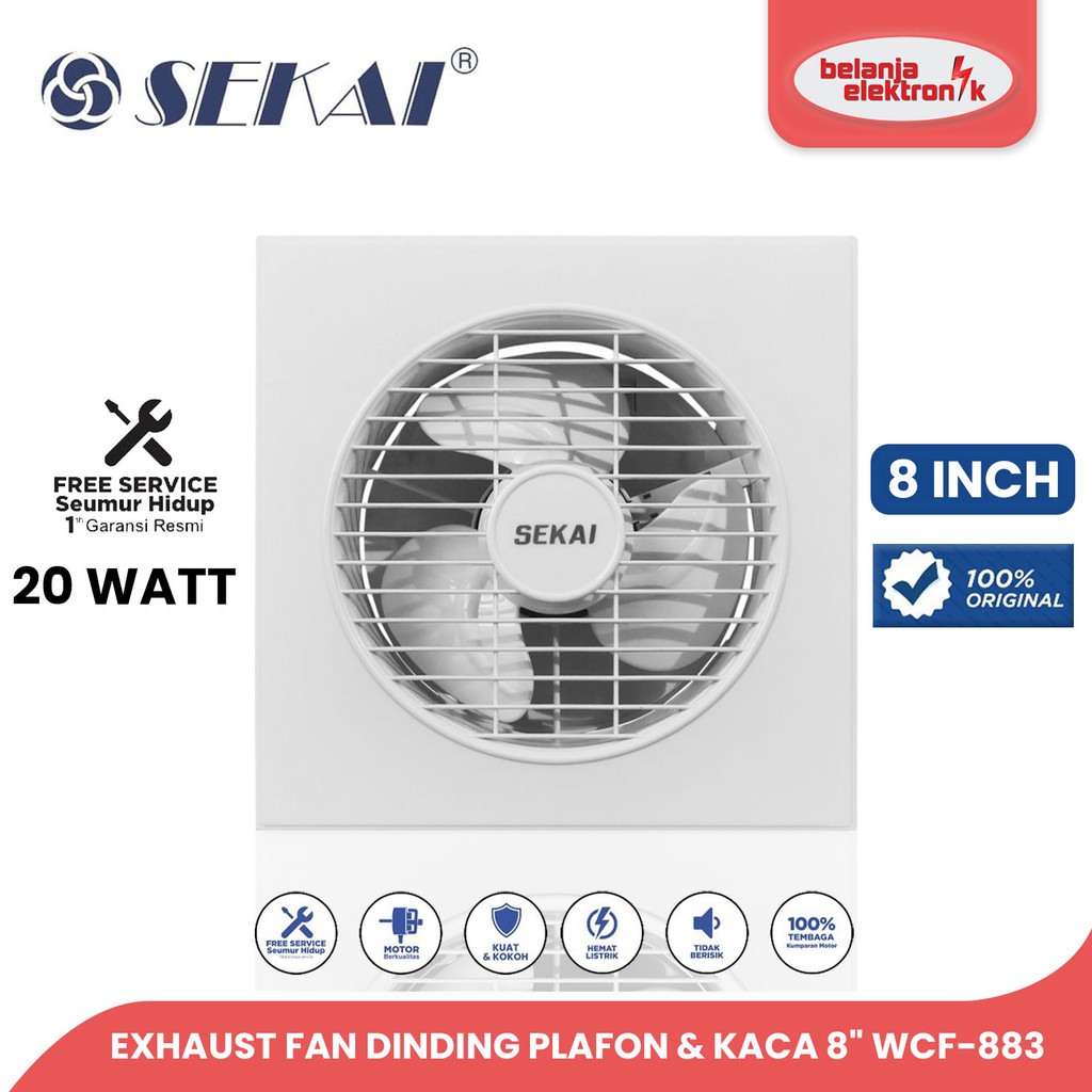 SEKAI KIPAS ANGIN EXHAUST FAN DINDING PLAFON & KACA HEXOS 8" WCF-883
