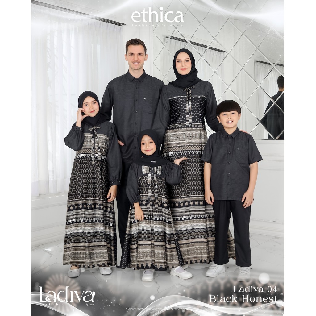 ETHICA Sarimbit Setelan Idul Fitri  LADIVA 04 Black Honest Seragaman Keluarga