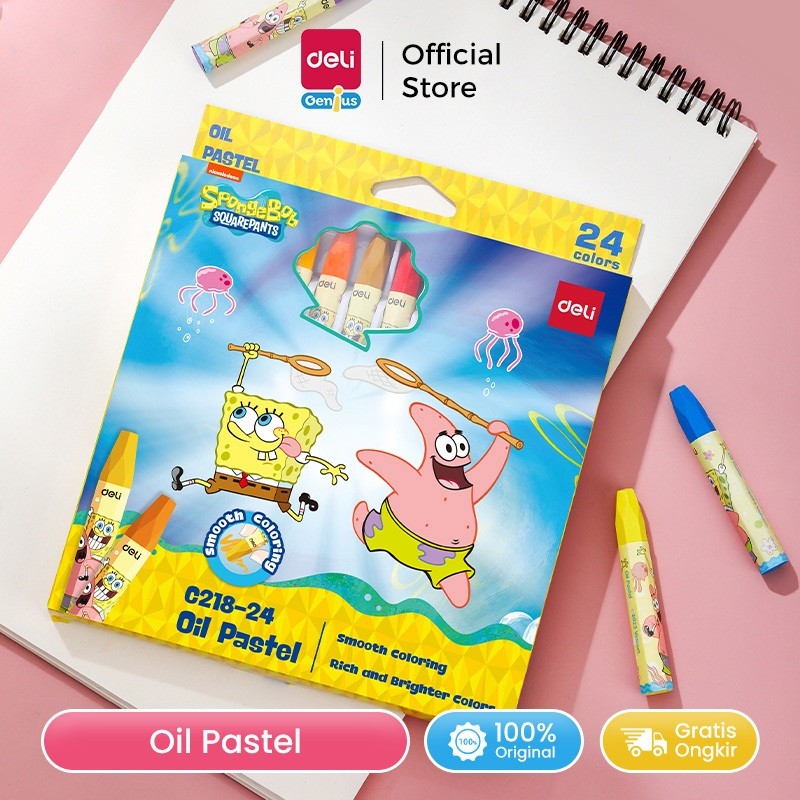 

Deli Krayon Minyak / Oil Pastel 24 warna Spongebob Special Edition EC218