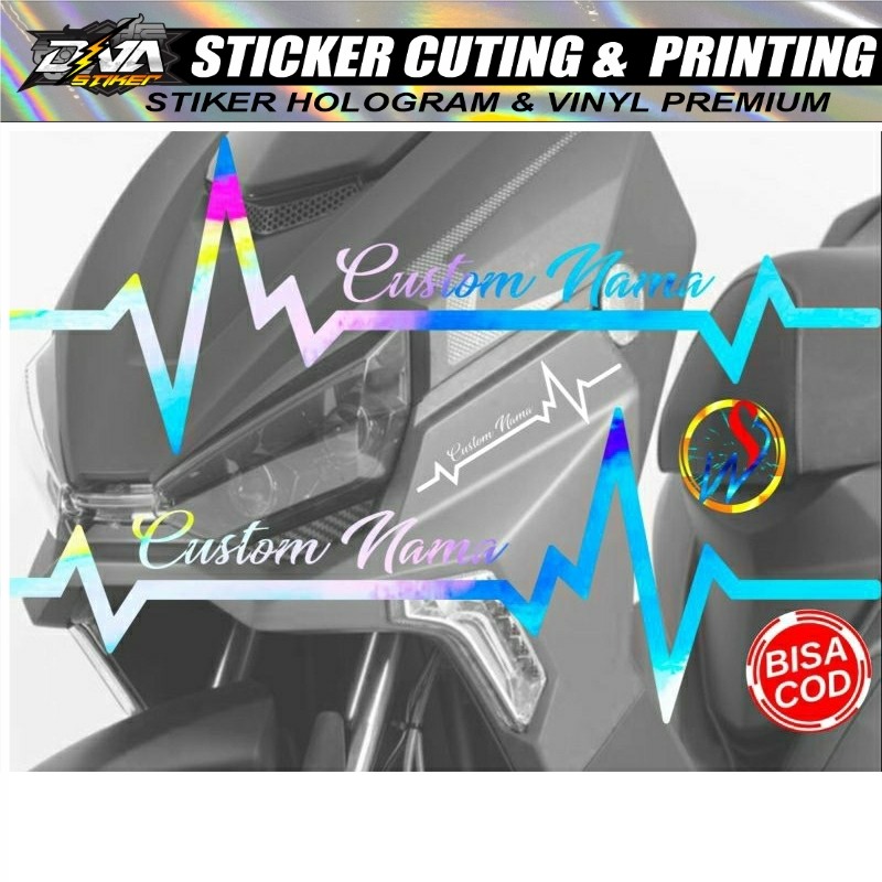 Sticker Viral stiker cutting Scoopy pcx Custom Nama Detak Jantung