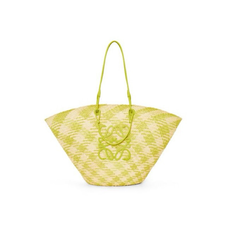 [Pre order] Loewe Large Anagram Basket bag in iraca palm and calfskin