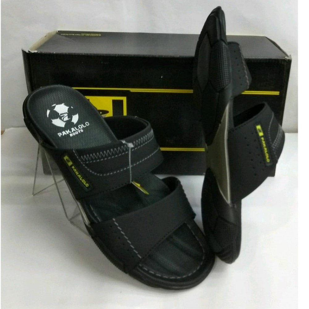 Sandal Pakalolo Pria Original 100% Kulit Asli Motif Selop Terbaru Hitam Tan Coklat Murah Meriah Kere