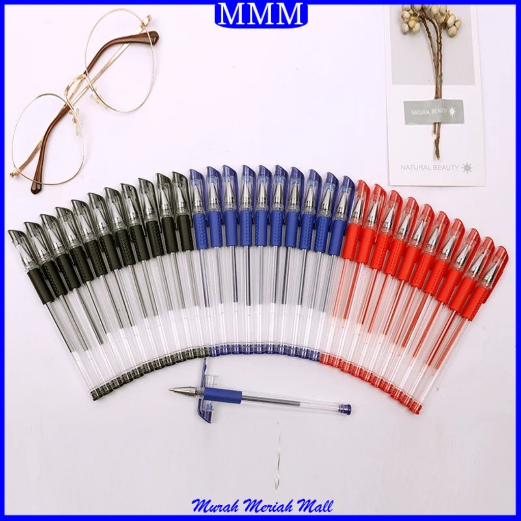 

PROMO Dapat 1 Lusin/12pcs Pena Gel 0.55mm Standard Pulpen Gel Standard Bolpoin Cair Alat Tulis Sekolah Bolpen Warna Hitam Biru Merah